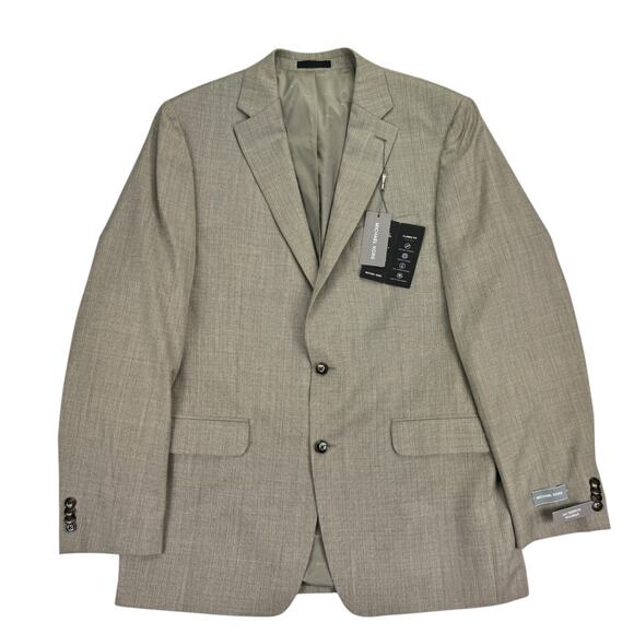 Michael Kors Mens Classic Fit Stretch Wool Blend Suit Jacket Tan 42L
